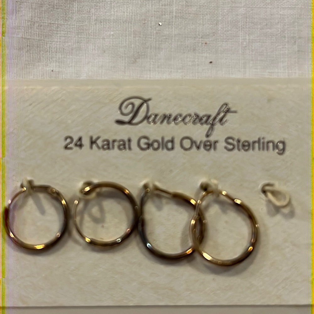 2 sets Danecraft 24k over Sterling Silver hoop earrings